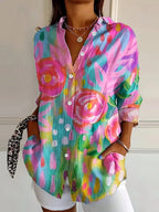 Marceline - Blouse met abstracte print en knoopsluiting voor dames