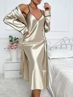 Mathiline - Tweedelige pyjama set met badjas en nachthemd dames