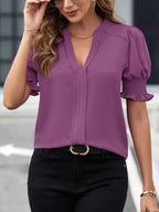 Vera - Blouse met korte mouwen en v-hals dames