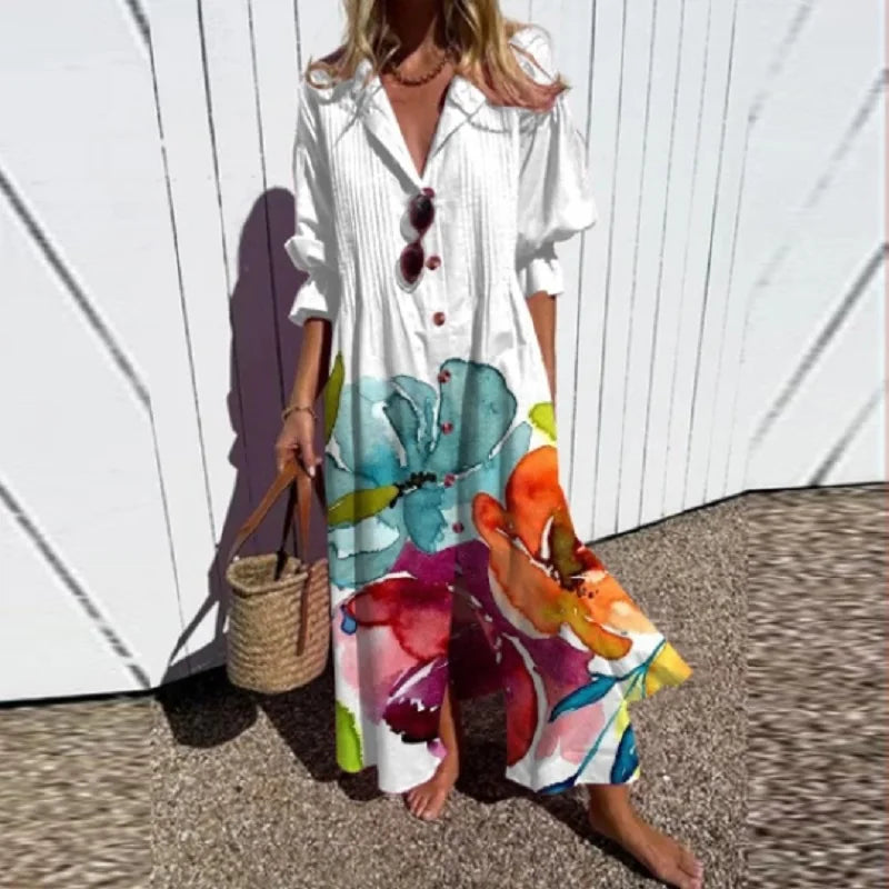 Serafina - Bohemian maxi jurk met V-hals dames