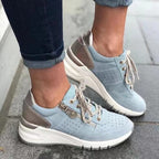 Lichtgewicht wandelschoenen dames met elastische veters, rits en antislipzool 12