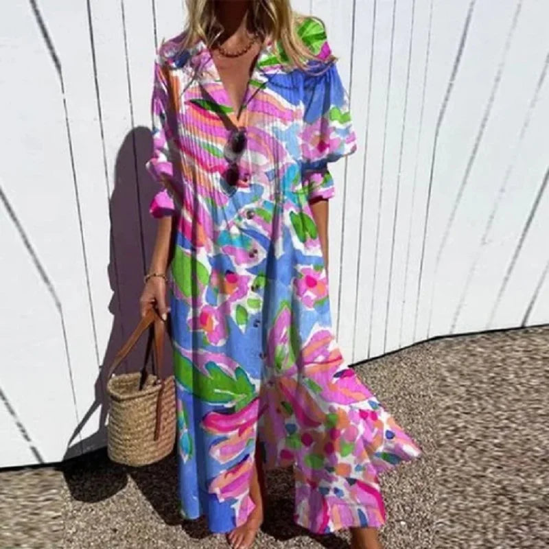 Serafina - Bohemian maxi jurk met V-hals dames