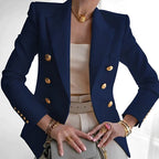 Gevoerde blazer dames met gestructureerde schouders, reverskraag en enkele rij knopen 5