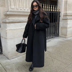 Lange trenchcoat dames met ceintuur, dubbele rij knopen en reverskraag voor herfst en winter 8