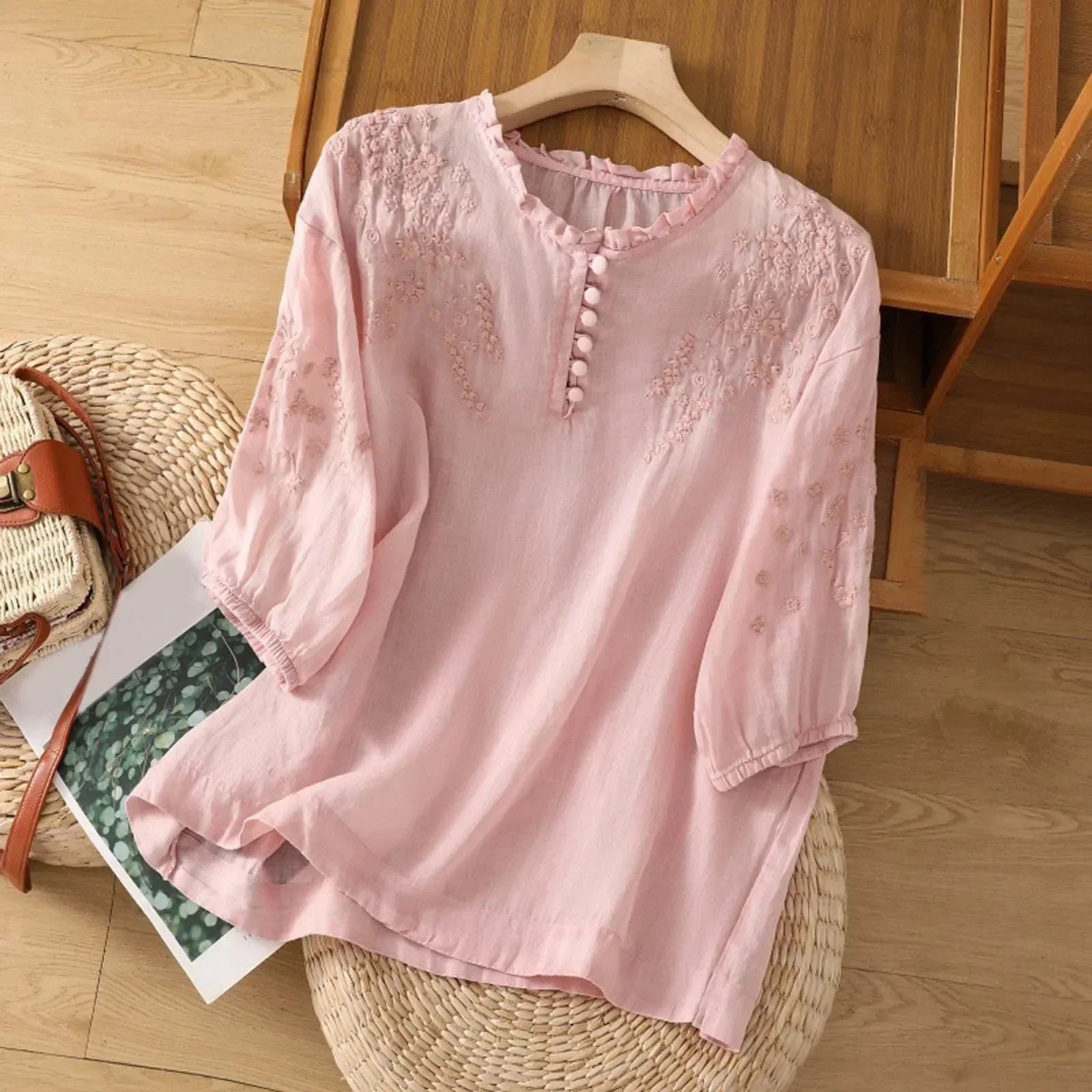 Éléonore - Blouse met knopen en bloemenprint dames