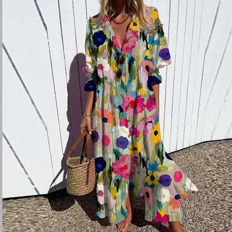 Serafina - Bohemian maxi jurk met V-hals dames