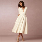 Constance - Midi zomerjurk met V-hals en driekwartmouwen dames