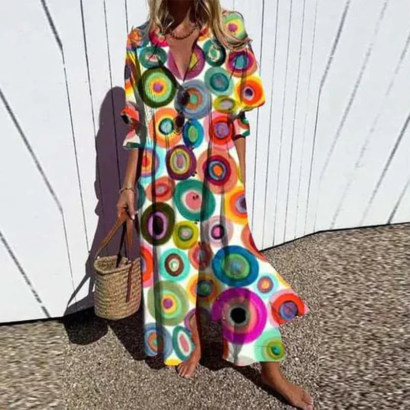 Serafina - Bohemian maxi jurk met V-hals dames