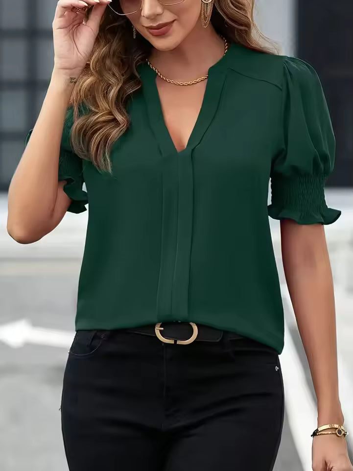Vera - Blouse met korte mouwen en v-hals dames