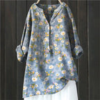 Maelle - Blouse met bloemenprint en halve knoopsluiting met lange mouwen dames