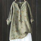 Maelle - Blouse met bloemenprint en halve knoopsluiting met lange mouwen dames