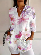 Marceline - Blouse met abstracte print en knoopsluiting voor dames