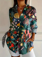 Marceline - Blouse met abstracte print en knoopsluiting voor dames