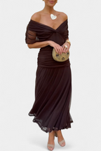 Clémence - Elegante midi jurk met off-shoulder dames