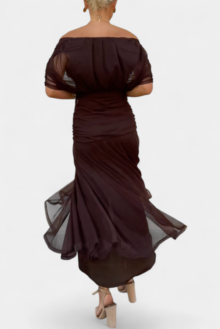 Clémence - Elegante midi jurk met off-shoulder dames