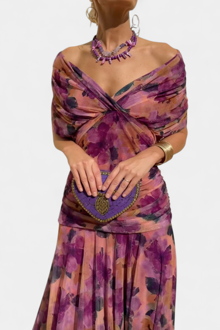 Clémence - Elegante midi jurk met off-shoulder dames