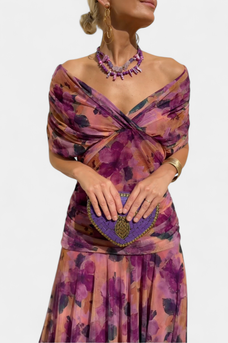 Clémence - Elegante midi jurk met off-shoulder dames