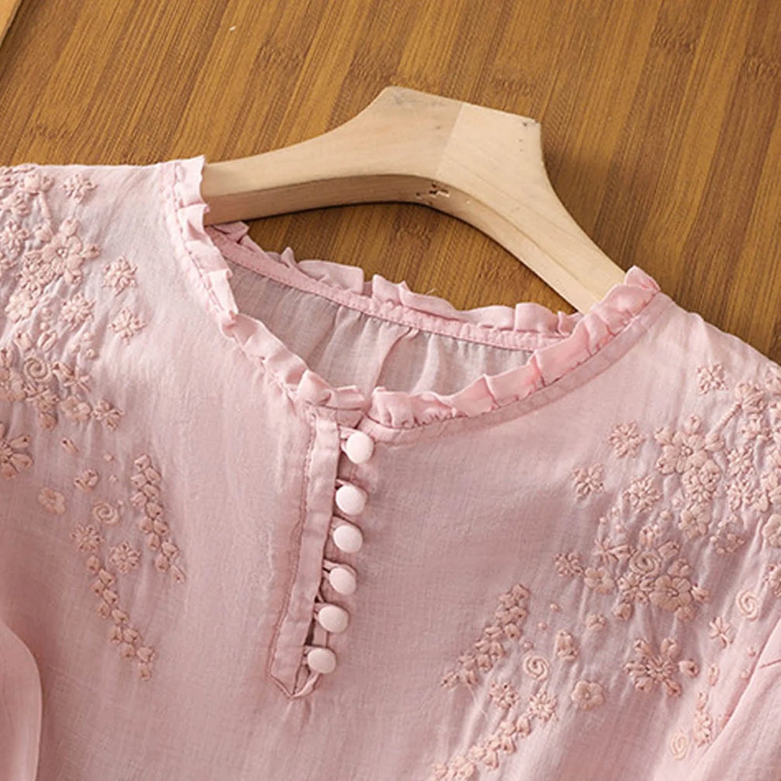 Éléonore - Blouse met knopen en bloemenprint dames