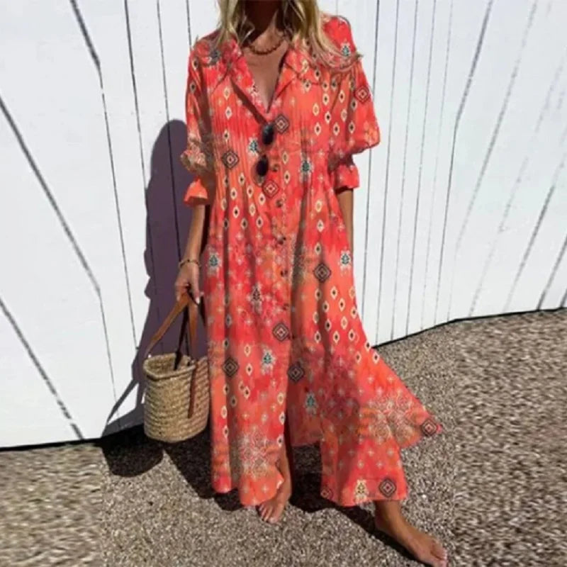 Serafina - Bohemian maxi jurk met V-hals dames