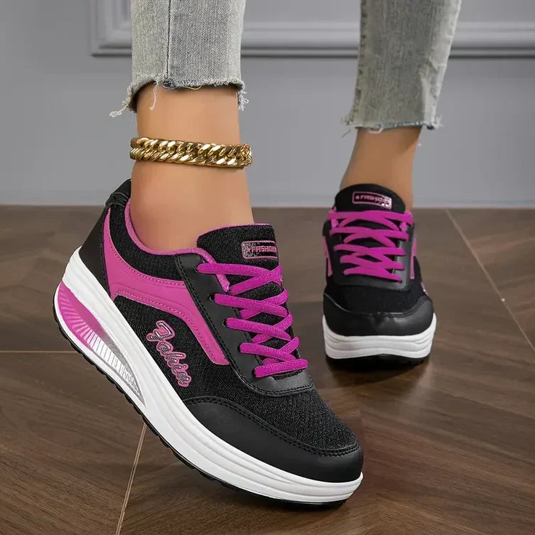 Comfortabele sneakers dames met vetersluiting en flexibele zool 3