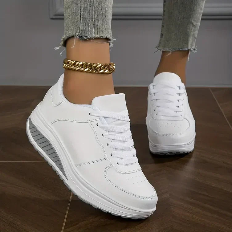 Comfortabele sneakers dames met vetersluiting en flexibele zool 4