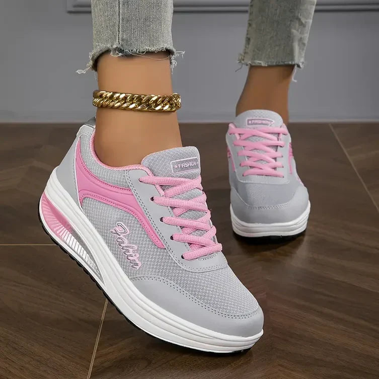 Comfortabele sneakers dames met vetersluiting en flexibele zool 5