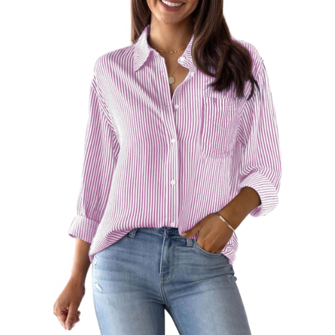 Noemie - Zomerblouse met strepen en lange mouwen dames