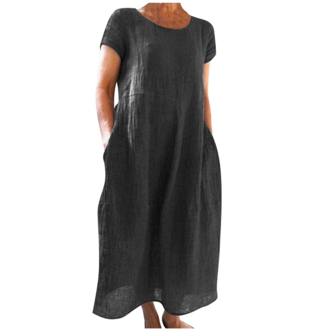 Zoeline - Midi jurk met korte mouwen dames