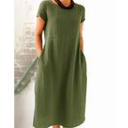 Zoeline - Midi jurk met korte mouwen dames
