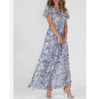 Clarissa - Formele zomerse maxi jurk met bloemenprint dames