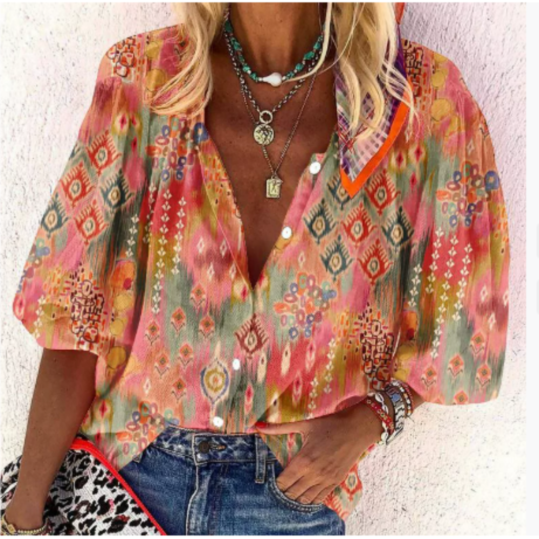 Chloe - Zomerblouse met korte mouwen en print dames