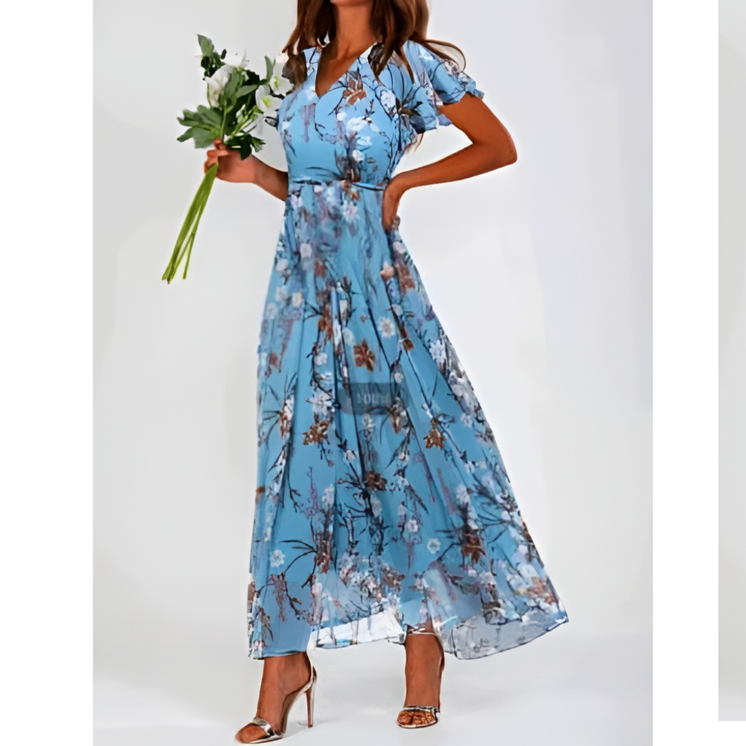 Clarissa - Formele zomerse maxi jurk met bloemenprint dames