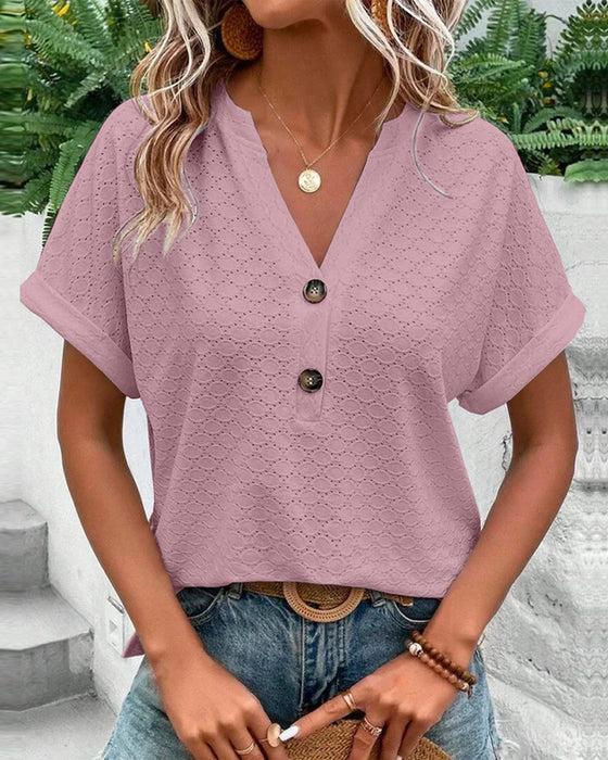 Ameline - Casual blouse met korte mouwen en V-hals dames