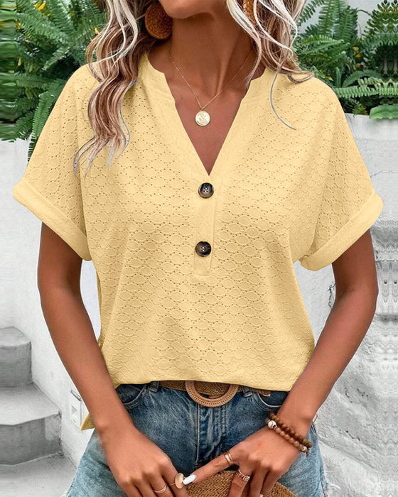 Ameline - Casual blouse met korte mouwen en V-hals dames