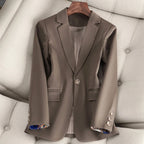 Lichte blazer dames van katoen en polyester met enkele knoop en reverskraag 3
