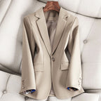 Lichte blazer dames van katoen en polyester met enkele knoop en reverskraag 4