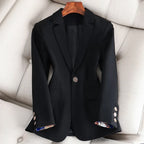 Lichte blazer dames van katoen en polyester met enkele knoop en reverskraag 5