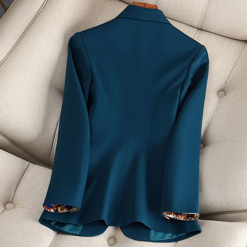 Lichte blazer dames van katoen en polyester met enkele knoop en reverskraag 6