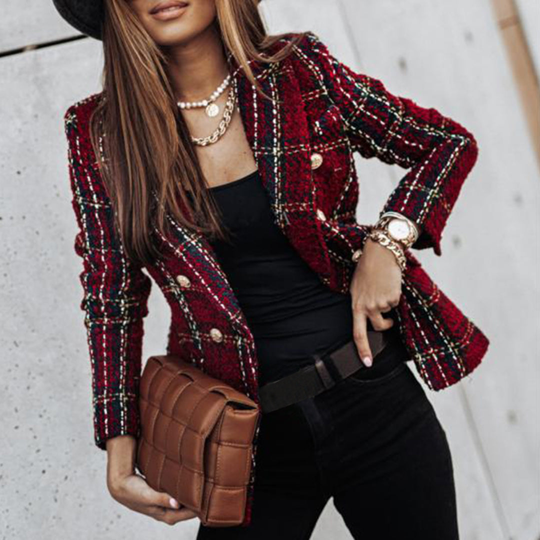 Getailleerde blazer dames met enkele knoop en lange mouwen voor kantoor 4