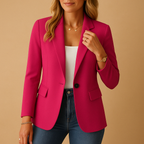 Blazer dames met enkele knoop, reverskraag en kleppenzakken voor werk en dagelijks gebruik 2