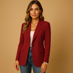 Blazer dames met enkele knoop, reverskraag en kleppenzakken voor werk en dagelijks gebruik 3