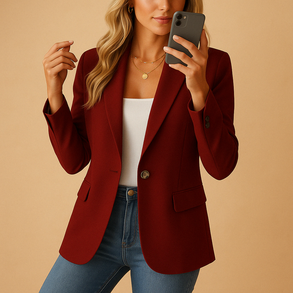 Blazer dames met enkele knoop, reverskraag en kleppenzakken voor werk en dagelijks gebruik 5