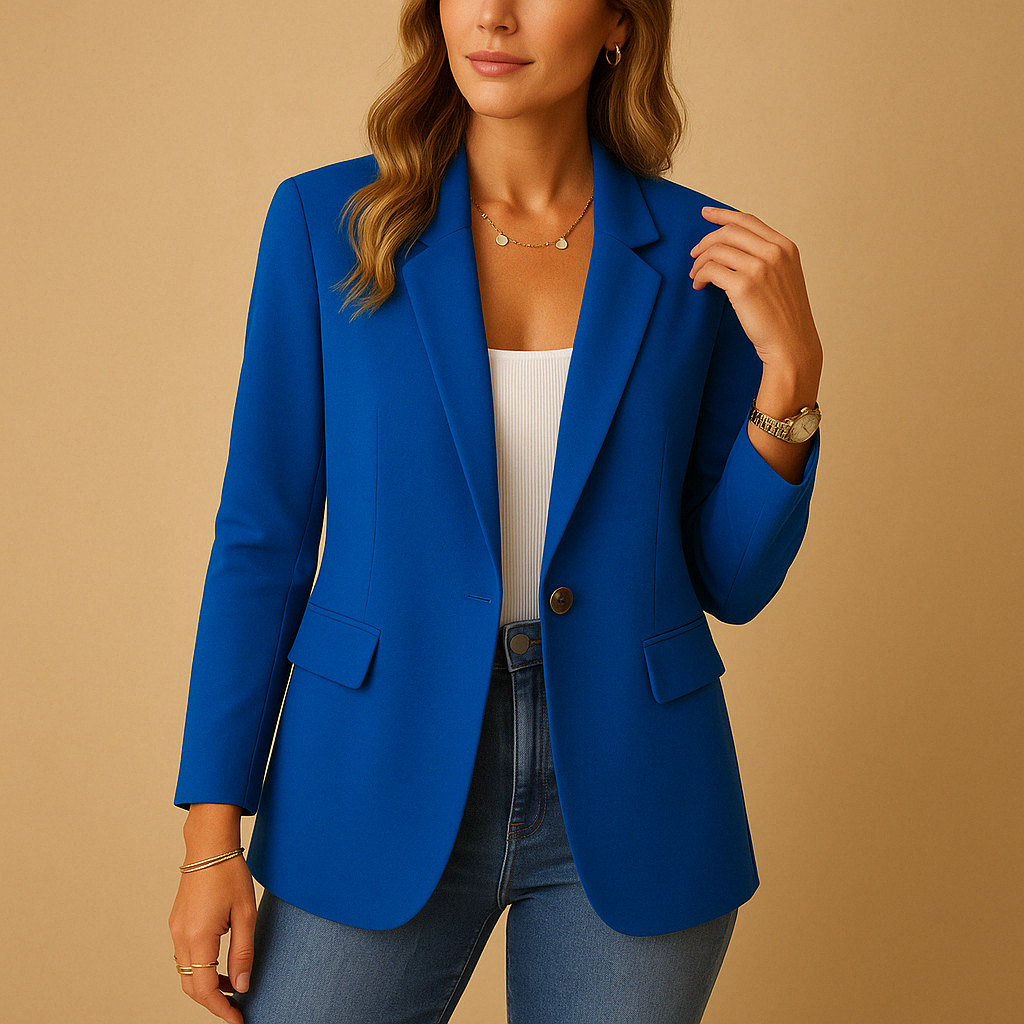 Blazer dames met enkele knoop, reverskraag en kleppenzakken voor werk en dagelijks gebruik 6