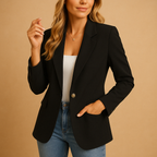 Blazer dames met enkele knoop, reverskraag en kleppenzakken voor werk en dagelijks gebruik 7