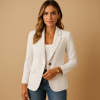 Blazer dames met enkele knoop, reverskraag en kleppenzakken voor werk en dagelijks gebruik 1
