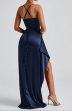 Inara - Marineblauwe maxi avondjurk