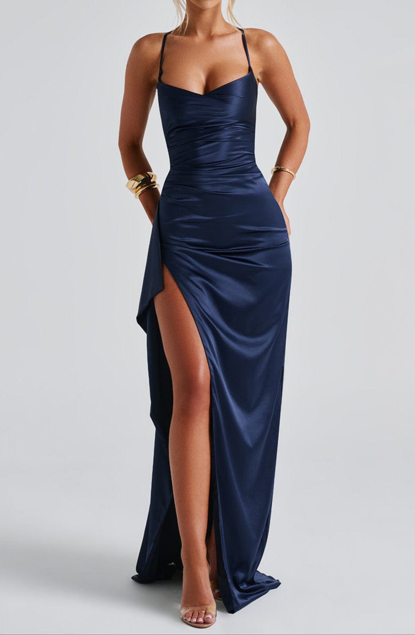Inara - Marineblauwe maxi avondjurk