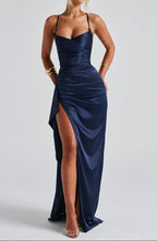 Inara - Marineblauwe maxi avondjurk