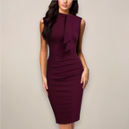Juliene - Mouwloze midi jurk met V-hals en wikkelpasvorm dames