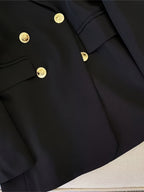 Blazer dames met dubbele rij gouden knopen, reverskraag en kleppenzakken 4